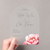 Invitation de mariage élégante grise à motif flora (In situ (ordinateur de poche))