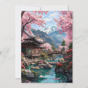 Invitation de mariage élégante japonaise à fleurs