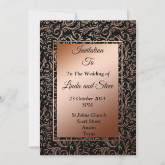 Invitation de mariage élégante, luxe or rose