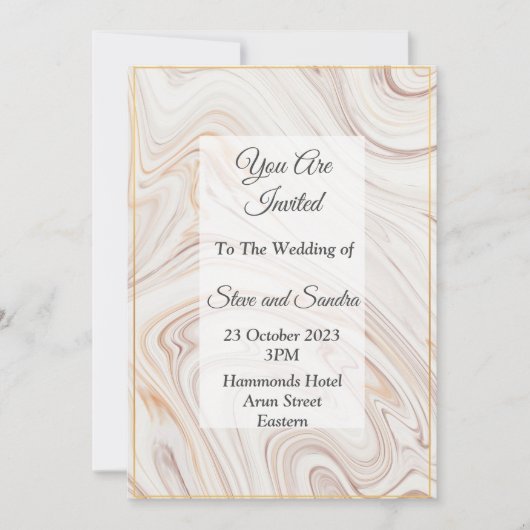 Invitation de mariage élégante, marbrée rose (Devant)