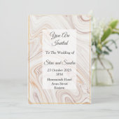 Invitation de mariage élégante, marbrée rose (Debout devant)