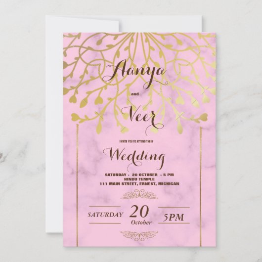 Invitation de mariage élégante Mehndi (Devant)
