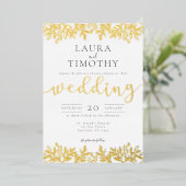Invitation de mariage élégante moderne à motif flo (Debout devant)