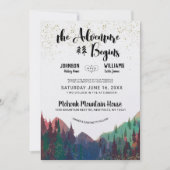 Invitation de mariage élégante Montagne dorée (Devant)