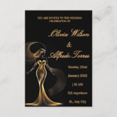 Invitation de mariage élégante noir et or de luxe (Devant)