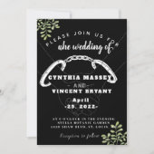 Invitation de mariage élégante noire douce avec eu (Devant)