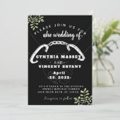 Invitation de mariage élégante noire douce avec eu (Debout devant)