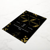 Invitation de mariage élégante noire et dorée avec (Rotation)
