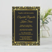 Invitation de mariage élégante noire et or (Debout devant)