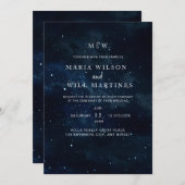 Invitation de mariage élégante nuit étoilée Modern (Devant / Derrière)