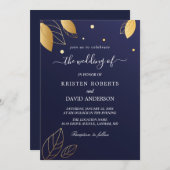 Invitation de mariage élégante or et bleu roi (Devant / Derrière)