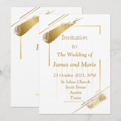 Invitation de mariage élégante, or simple (Devant / Derrière)
