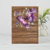 Invitation de mariage élégante papillon violet (Debout devant)