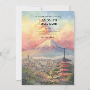 Invitation de mariage élégante paysage japonais