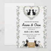 Invitation de mariage élégante pour chat noir (Devant / Derrière)