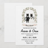 Invitation de mariage élégante pour chat noir (Devant / Derrière)