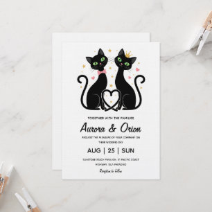 Invitation de mariage élégante pour chat noir