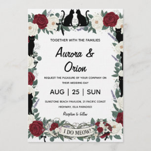 Invitation de mariage élégante pour chat noir