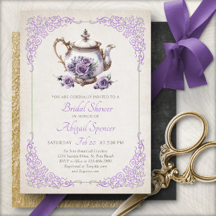 Invitation de mariage élégante pour une fête de th
