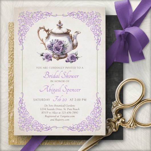 Invitation de mariage élégante pour une fête de th