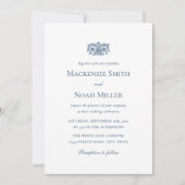 Invitation de mariage élégante recto-verso Bleu (Devant)