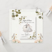 Invitation de mariage élégante – Romantique minima (Devant/Arrière en situation)