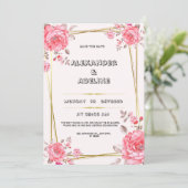 Invitation de mariage élégante rose et blanc (Debout devant)