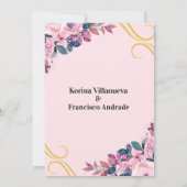 Invitation de mariage élégante rose et violette (Dos)