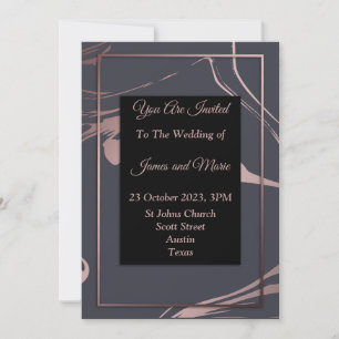 Invitation de mariage élégante, rose, gris, marbre