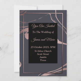 Invitation de mariage élégante, rose, gris, marbre