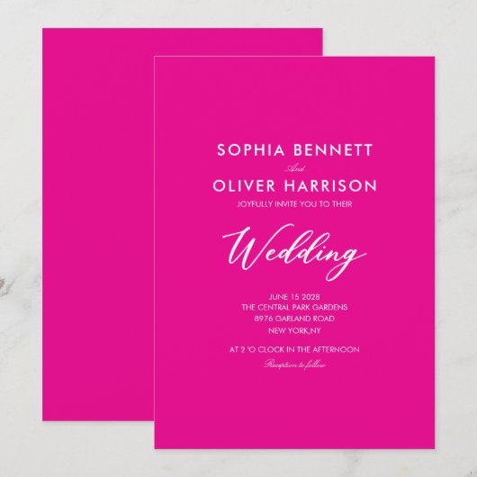 Invitation de mariage élégante SIMPLE CLASSIQUE ro (Devant / Derrière)