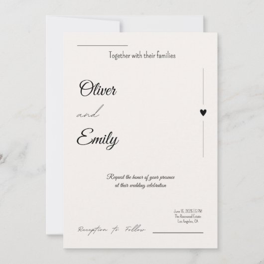 Invitation de mariage élégante - simple moderne (Devant)