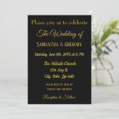 Invitation de mariage élégante simple or et noir (Debout devant)