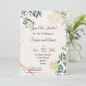 Invitation de mariage élégante, simple vert beige (Debout devant)