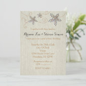 Invitation de mariage élégante Starfish Beach Line (Debout devant)