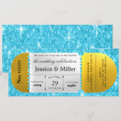Invitation de mariage élégante sur billet noir (Devant / Derrière)