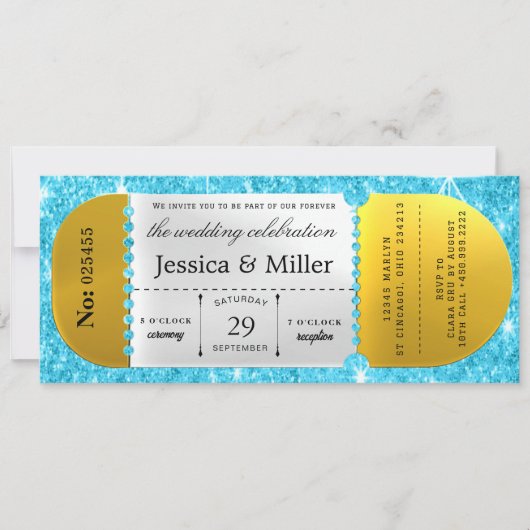 Invitation de mariage élégante sur billet noir (Devant)
