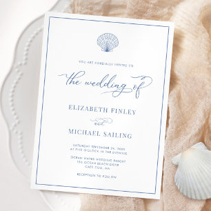 Invitation de mariage élégante sur la plage de cou