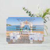 Invitation de mariage élégante sur la plage tropic (Debout devant)