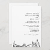 Invitation de mariage élégante sur la skyline de B (Devant / Derrière)