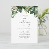 Invitation de mariage élégante tropicale avec phot (Debout devant)