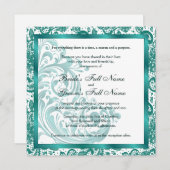 Invitation de mariage élégante - Turquoise (Devant / Derrière)