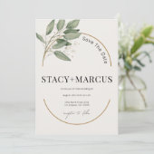 Invitation de mariage élégante verdure et or (Debout devant)