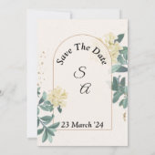 Invitation de mariage élégante, vert simple beige (Dos)