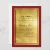 Invitation de mariage éléphant indien rouge et or (Devant)