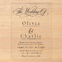 Invitation de mariage en acrylique à l'écriture él