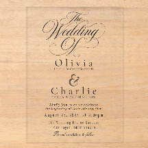 Invitation de mariage en acrylique à l'écriture él