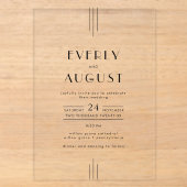 Invitation de mariage en acrylique Art Déco modern (Recto)