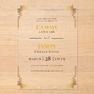 Invitation de mariage en acrylique avec cadre en c