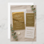 Invitation de mariage en acrylique avec miroir dor (Devant / Derrière)